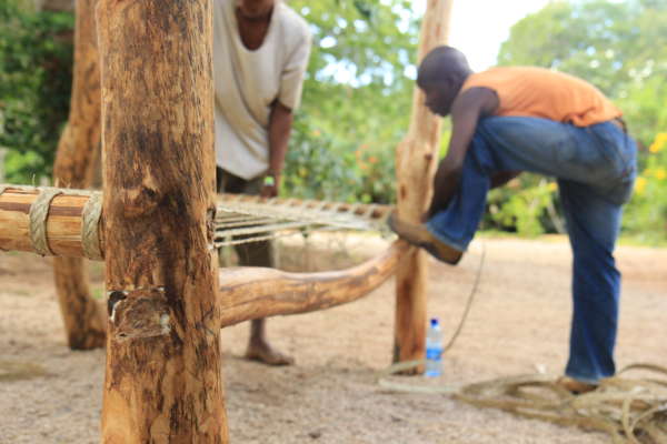 artisans build a bunk bed at distant relatives kilifi