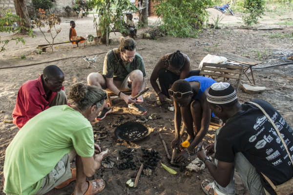 Roasting Cashews in the village near distant relatives kilifi